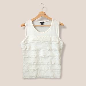 Ann Taylor Sleeveless Ruffle Front Top Size M